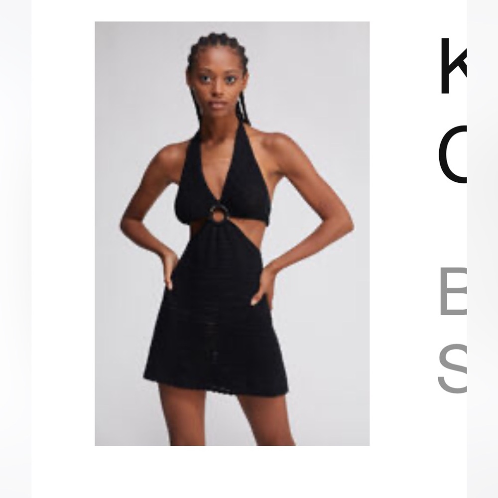 Kendall & Kylie O-Ring Crochet Cut-out Beach Cover-up Mini Dress